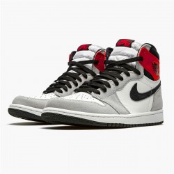 Jordan 1 High Light Smoke Grey Vit/Svart-Light Smoke Grå-Varsity Röd Jordan Sko 555088-126