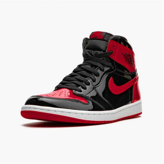 Jordan 1 High OG Patent Bred Svart/Vit-Varsity Röd Jordan Sko 555088-063