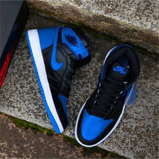 Jordan 1 Mid Royal (2017) Svart/Varsity Royal-Vit Jordan Sko 555088-007