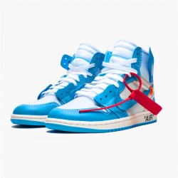 Jordan 1 High Off-White University Blue Vit/Dark Powder Blå-Cone Jordan Sko AQ0818-148