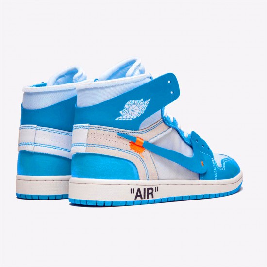 Jordan 1 High Off-White University Blue Vit/Dark Powder Blå-Cone Jordan Sko AQ0818-148