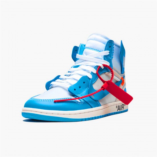 Jordan 1 High Off-White University Blue Vit/Dark Powder Blå-Cone Jordan Sko AQ0818-148