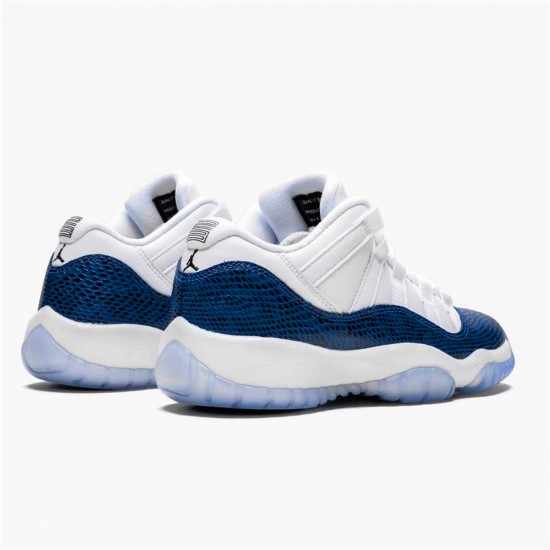 Jordan 11 Retro Low Snake Navy (2019) (GS) Vit/Svart-Navy Jordan Sko CD6847-102