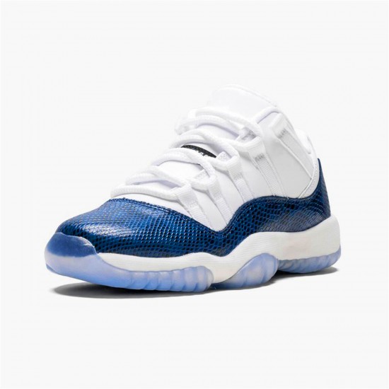 Jordan 11 Retro Low Snake Navy (2019) (GS) Vit/Svart-Navy Jordan Sko CD6847-102