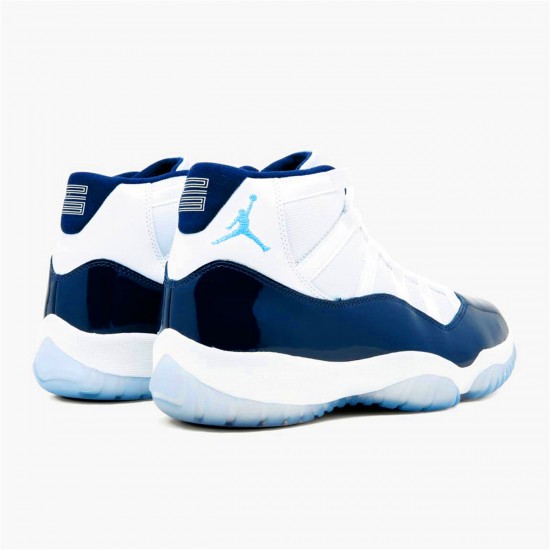 Jordan 11 Retro UNC Win Like 82 Vit/University Blå-Midnight Navy Jordan Sko 378037-123