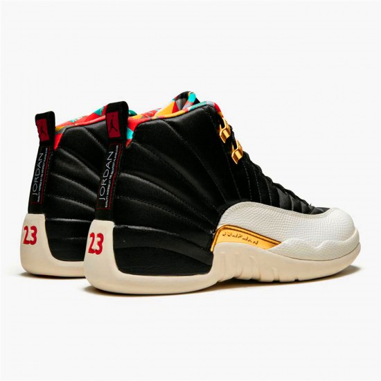 Jordan 12 Retro Chinese New Year (2019) Svart/True Röd-Sail-Metallic Guld Jordan Sko CI2977-006