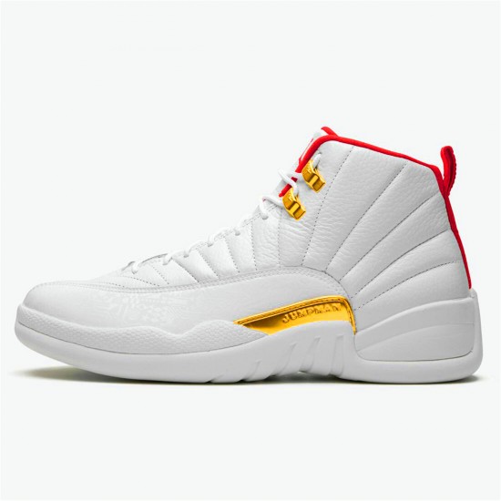 Jordan 12 Retro FIBA (2019) Vit/University Röd-Metallic Guld Jordan Sko 130690-107