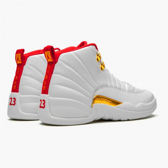 Jordan 12 Retro FIBA (2019) Vit/University Röd-Metallic Guld Jordan Sko 130690-107