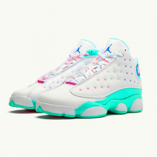 Jordan 13 Retro White Soar Green Pink (GS) Vit/Soar-Grön-Rosa Jordan Sko 439358-100