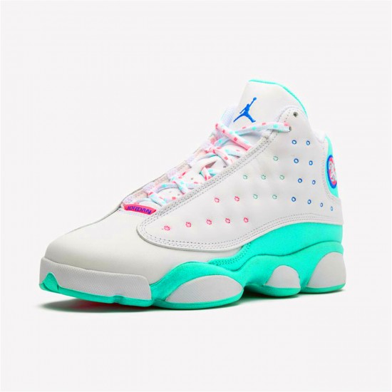 Jordan 13 Retro White Soar Green Pink (GS) Vit/Soar-Grön-Rosa Jordan Sko 439358-100