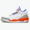 Jordan 3 Retro Knicks Vit/Old Royal-University Orange-Tech Grå Jordan Sko 136064-148