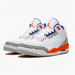 Jordan 3 Retro Knicks Vit/Old Royal-University Orange-Tech Grå Jordan Sko 136064-148