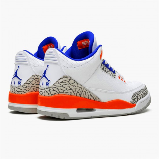 Jordan 3 Retro Knicks Vit/Old Royal-University Orange-Tech Grå Jordan Sko 136064-148