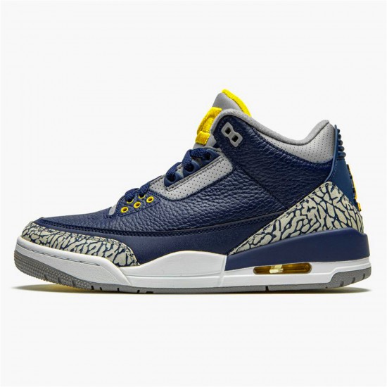 Jordan 3 Retro Michigan PE Svart/University Guld-Cement Grå Jordan Sko AJ3-820064