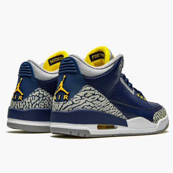 Jordan 3 Retro Michigan PE Svart/University Guld-Cement Grå Jordan Sko AJ3-820064