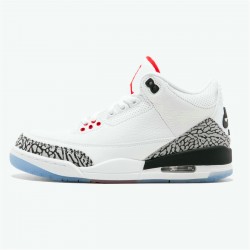 Jordan 3 Retro Free Throw Line White Cement Vit/Vit-Fire Röd-Svart Jordan Sko 923096-101