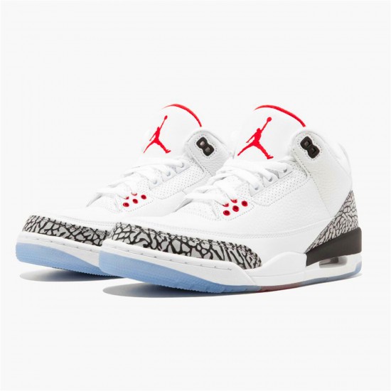 Jordan 3 Retro Free Throw Line White Cement Vit/Vit-Fire Röd-Svart Jordan Sko 923096-101