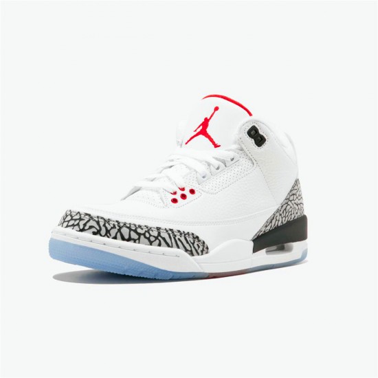 Jordan 3 Retro Free Throw Line White Cement Vit/Vit-Fire Röd-Svart Jordan Sko 923096-101