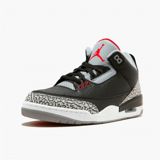 Jordan 3 Retro Black Cement (2018) Svart/Fire Röd-Cement Grå-Vit Jordan Sko 854262-001