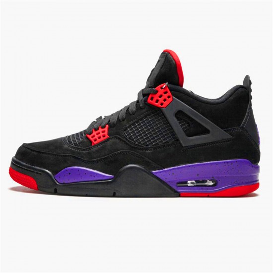 Jordan 4 Retro Raptors (2018) Svart/Court Lila-University Röd Jordan Sko AQ3816-065