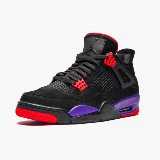 Jordan 4 Retro Raptors (2018) Svart/Court Lila-University Röd Jordan Sko AQ3816-065