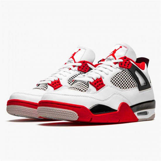 Jordan 4 Retro Fire Red (2020) Vit/Svart-Tech Grå-Fire Röd Jordan Sko DC7770-160