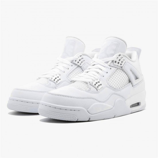 Jordan 4 Retro Pure Money (2017) Vit/Metallic Silver-Pure Platina Jordan Sko 308497-100