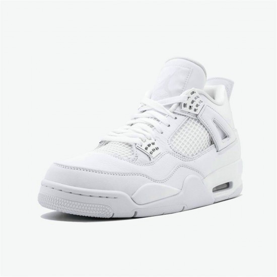 Jordan 4 Retro Pure Money (2017) Vit/Metallic Silver-Pure Platina Jordan Sko 308497-100