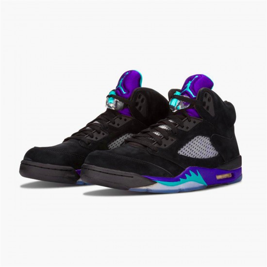 Jordan 5 Retro Black Grape (2013) Svart/New Emerald-Grape Ice Jordan Sko 136027-007