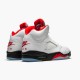 Jordan 5 Retro Fire Red Silver Tongue (2020) Vit/Svart-Metallic Silver-Fire Röd Jordan Sko DA1911-102