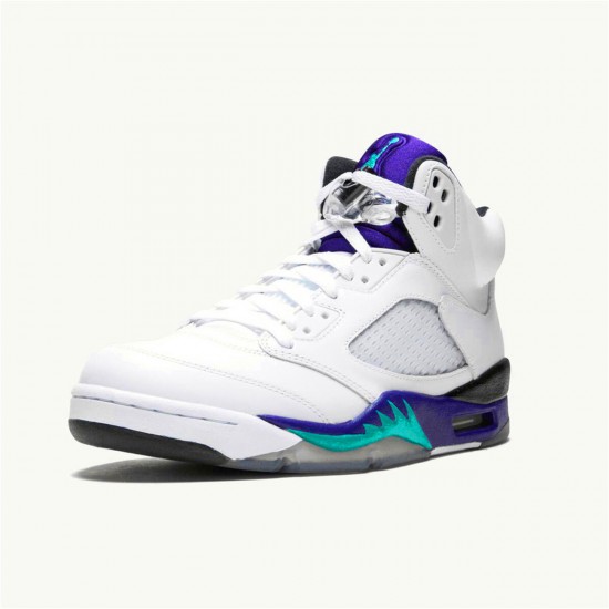 Jordan 5 Retro Grape (2013) Vit/Emerald-New Grape-Ice Blå Jordan Sko 136027-108