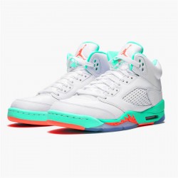 Jordan 5 Retro Light Aqua (GS) Vit/Crimson Pulse-Light Aqua-Svart Jordan Sko 440892-100