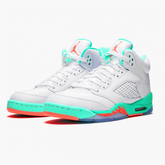 Jordan 5 Retro Light Aqua (GS) Vit/Crimson Pulse-Light Aqua-Svart Jordan Sko 440892-100