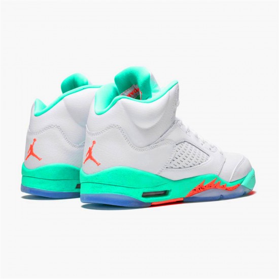 Jordan 5 Retro Light Aqua (GS) Vit/Crimson Pulse-Light Aqua-Svart Jordan Sko 440892-100