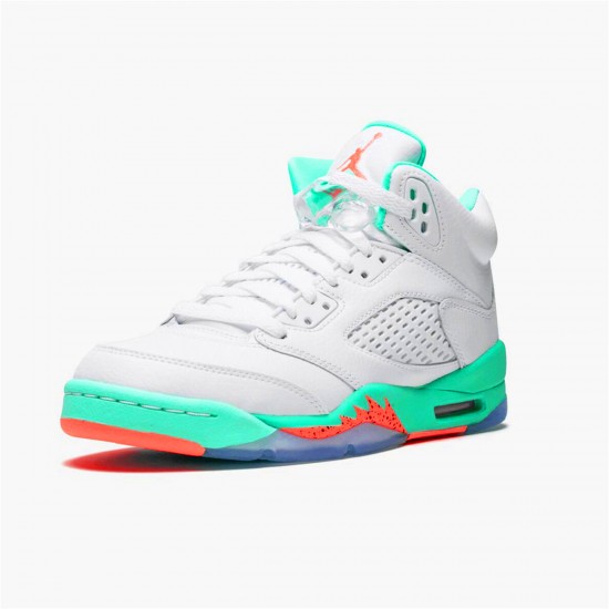 Jordan 5 Retro Light Aqua (GS) Vit/Crimson Pulse-Light Aqua-Svart Jordan Sko 440892-100