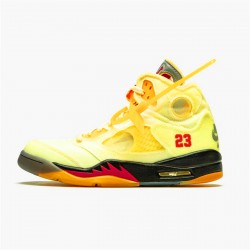 Jordan 5 Retro OFF-WHITE Sail Sail/Fire Röd-Muslin-Svart Jordan Sko DH8565-100