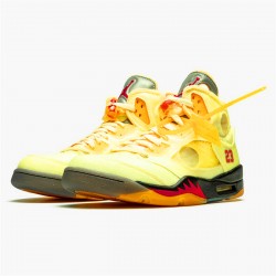 Jordan 5 Retro Off-White Black Svart/Muslin-Fire Röd Jordan Sko CT8480-001